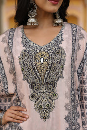 Black & Baby Pink Heritage Mirror Embellished Co-ord Set