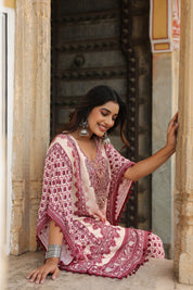 Wine Red & Cream Heritage Mirror Embellished Co-ord Set