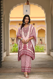 Wine Red & Cream Heritage Mirror Embellished Co-ord Set