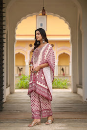 Wine Red & Cream Heritage Mirror Embellished Co-ord Set