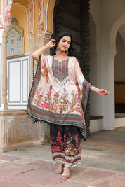 Offwhite Base Floral & Beaded Kaftan Co-ord Set