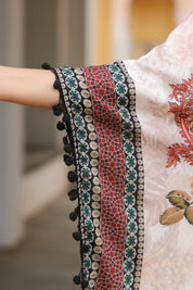 Offwhite Base Floral & Beaded Kaftan Co-ord Set