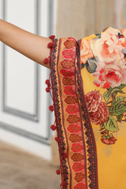 Mustard Floral Mirror-Embroidered Kaftan Co-ord Set