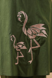 Emerald Base Flamingo Embroidered Cotton Kurta Set
