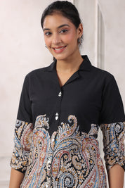 Black Printed Cotton Top