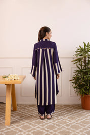 Purple German Rayon Floral Embroidered Kurta Set