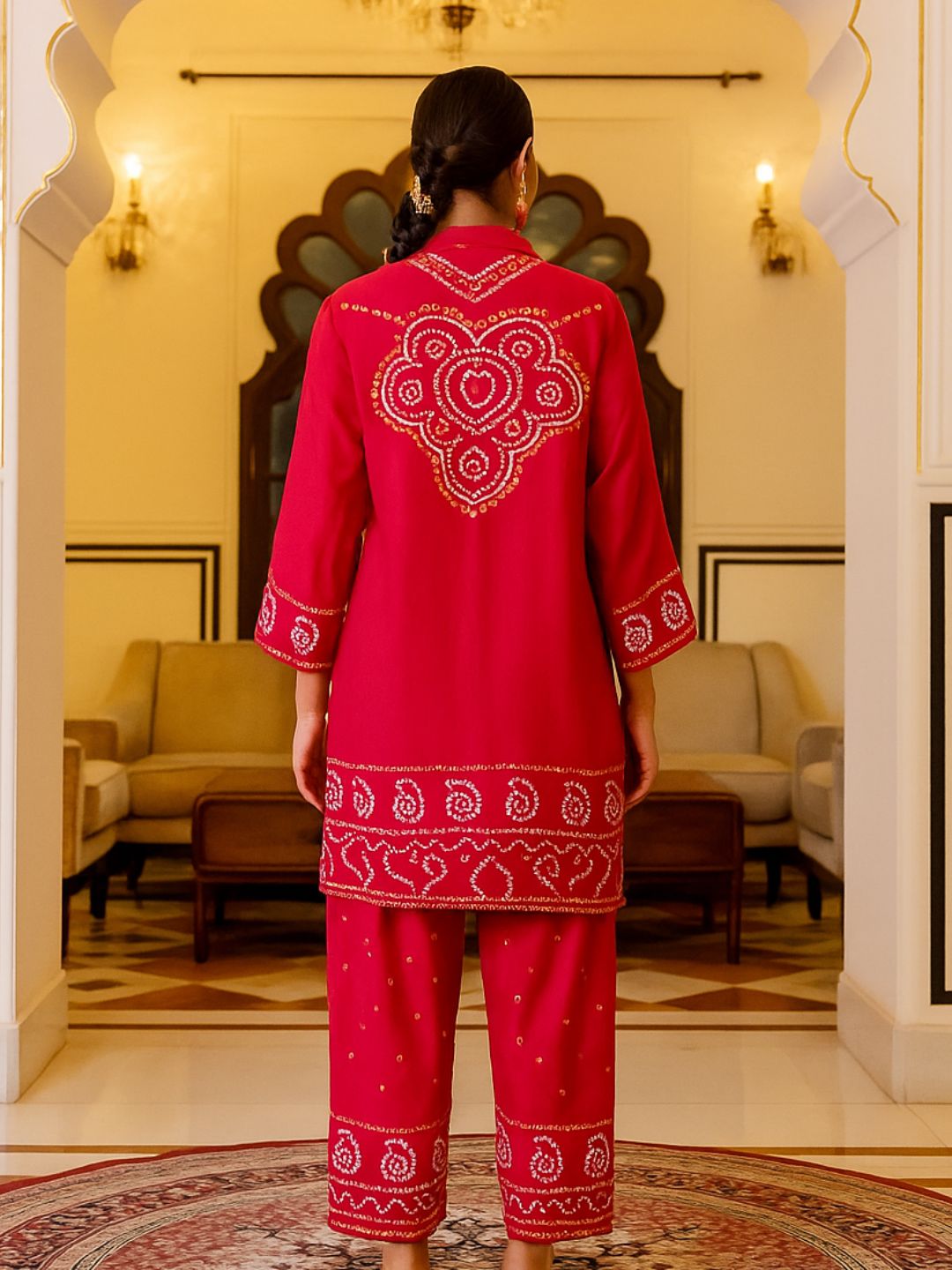 Raspberry Pink Mirror Embroidered Co-ord Set