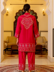 Raspberry Pink Mirror Embroidered Co-ord Set