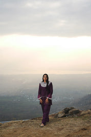 Purple Embroidered Tunic & Trouser Co-Ord Set