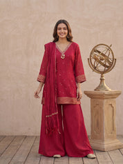 Rani Pink 3-Piece Mul Chanderi Set