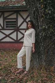 Plain White Cotton Flex Co-ord Set