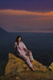 Light Pink Embroidered Top & Trouser Co-Ord Set