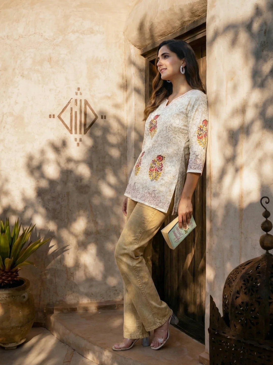 Hand Block Floral Placement Kurti