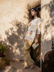 Hand Block Floral Placement Kurti