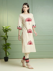 White cotton co-ord set for women – Kaftanize