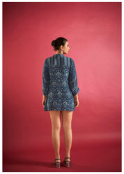 Blue Printed Muslin Tunic