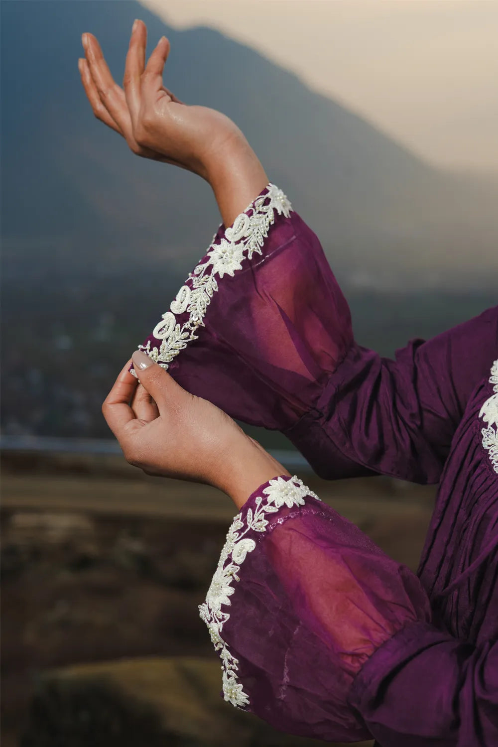 Purple Embroidered Tunic & Trouser Co-Ord Set