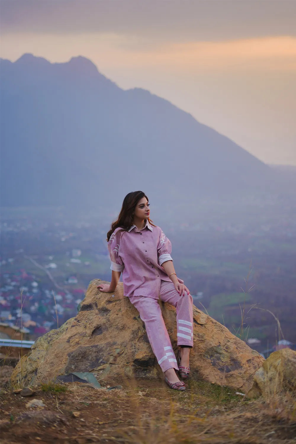 Light Pink Embroidered Top & Trouser Co-Ord Set