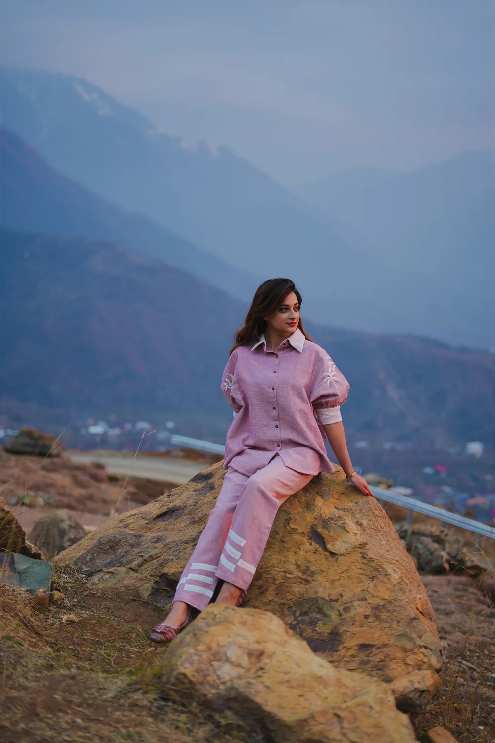 Light Pink Embroidered Top & Trouser Co-Ord Set