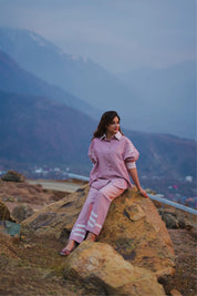 Light Pink Embroidered Top & Trouser Co-Ord Set