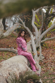 Pink Embroidered Tunic and Trouser Co-Ord Set