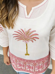 Hand Block Palm Motif Short Kurti