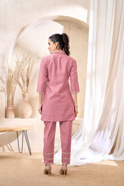 Embroidered Dusty Rose Co-Ord Set