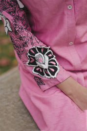 Pink Embroidered Tunic and Trouser Co-Ord Set