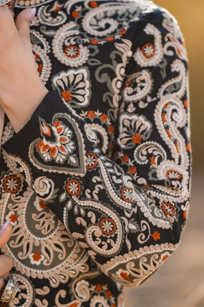 Mastani Black Embroidered Cotton Jacket