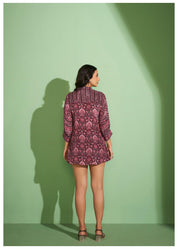 Dark Plum Printed Muslin Tunic