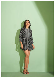 Black Printed Muslin Tunic