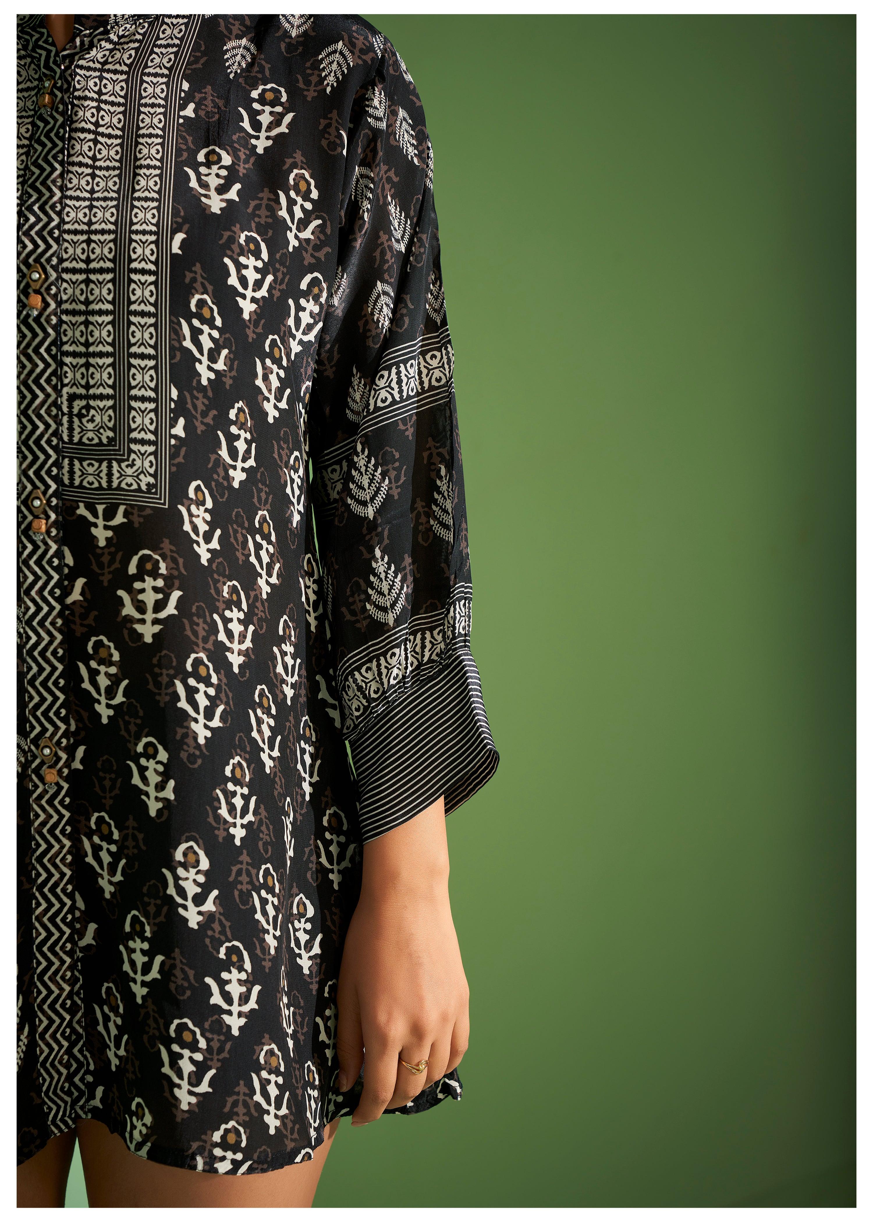 Black Printed Muslin Tunic