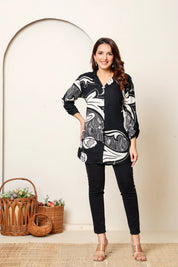 Monochrome Artistic Abstract Rayon Tunic