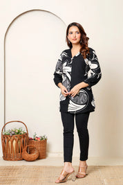 Monochrome Artistic Abstract Rayon Tunic