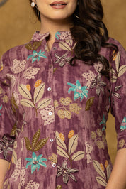 Wine Base Multicolor Floral Rayon Tunic