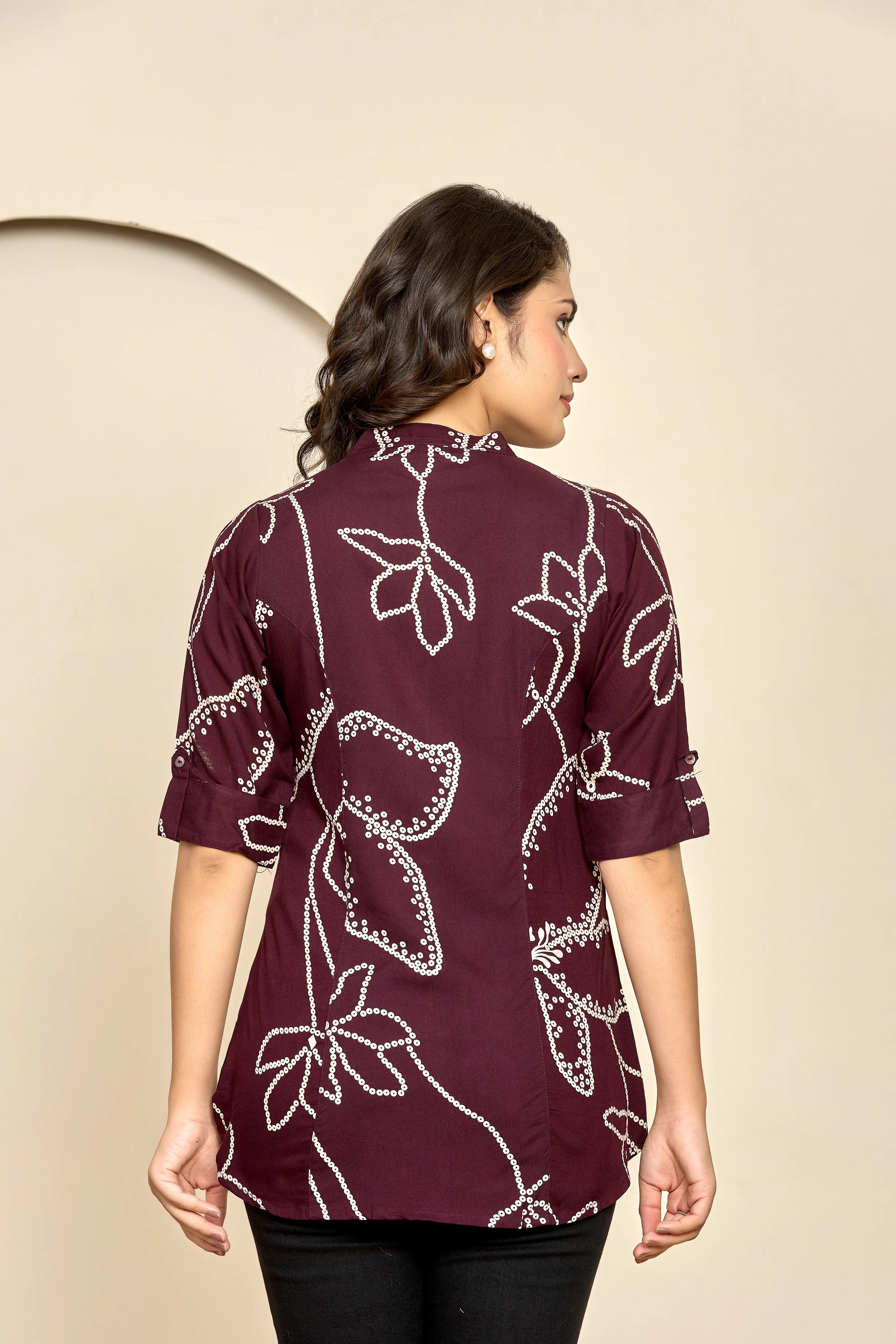 Wine Abstract Floral Tunic