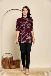 Wine Abstract Floral Tunic