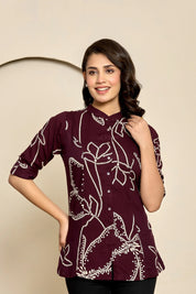 Wine Abstract Floral Tunic