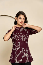 Wine Abstract Floral Tunic