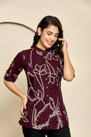 Wine Abstract Floral Tunic