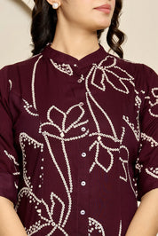 Wine Abstract Floral Tunic