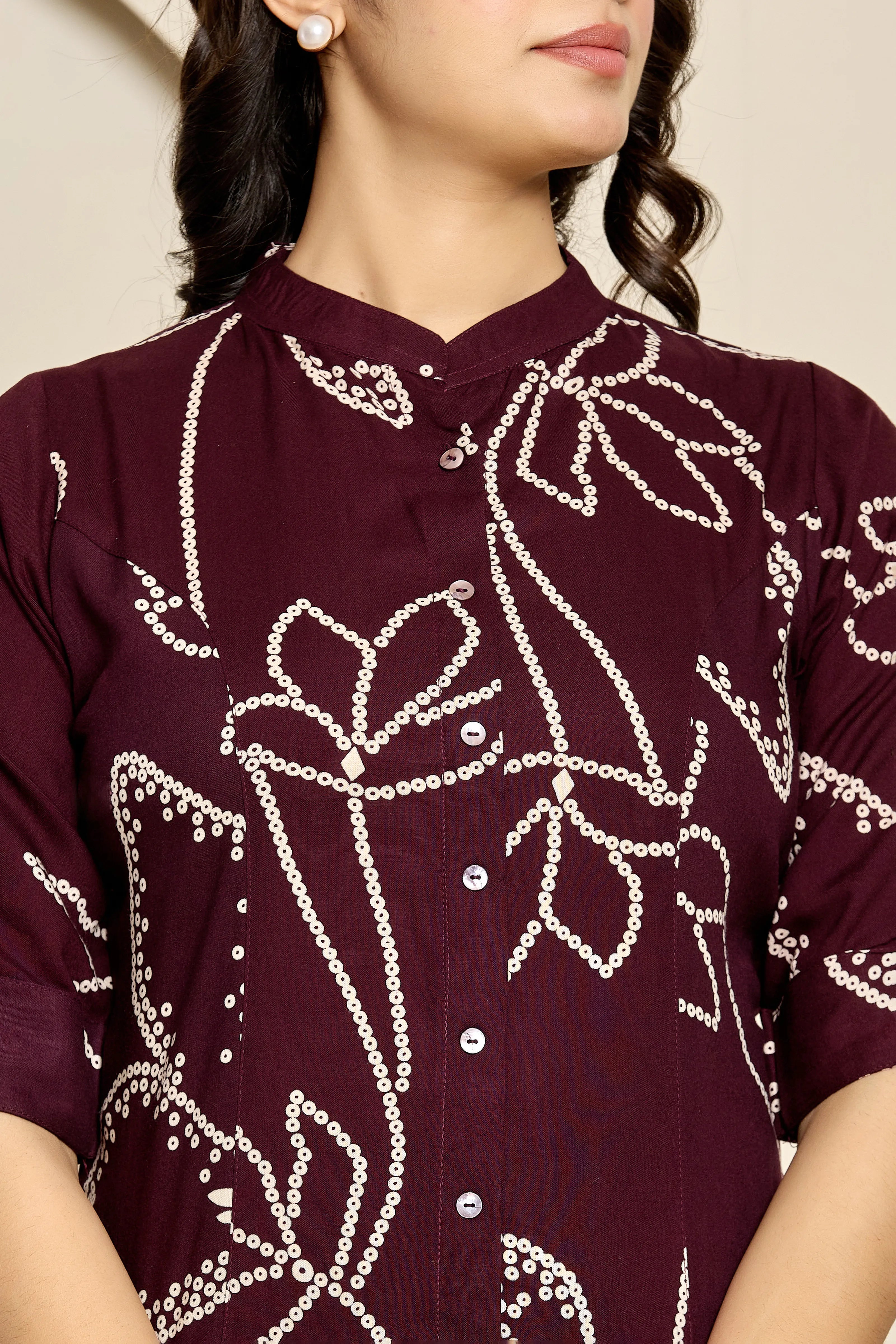 Wine Abstract Floral Tunic