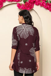 Wine Bold Floral Rayon Tunic