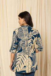 Leaf Peacock Blue Rayon Tunic