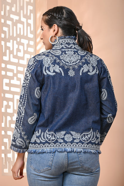 Roop Denim Embroidered Cotton Jacket
