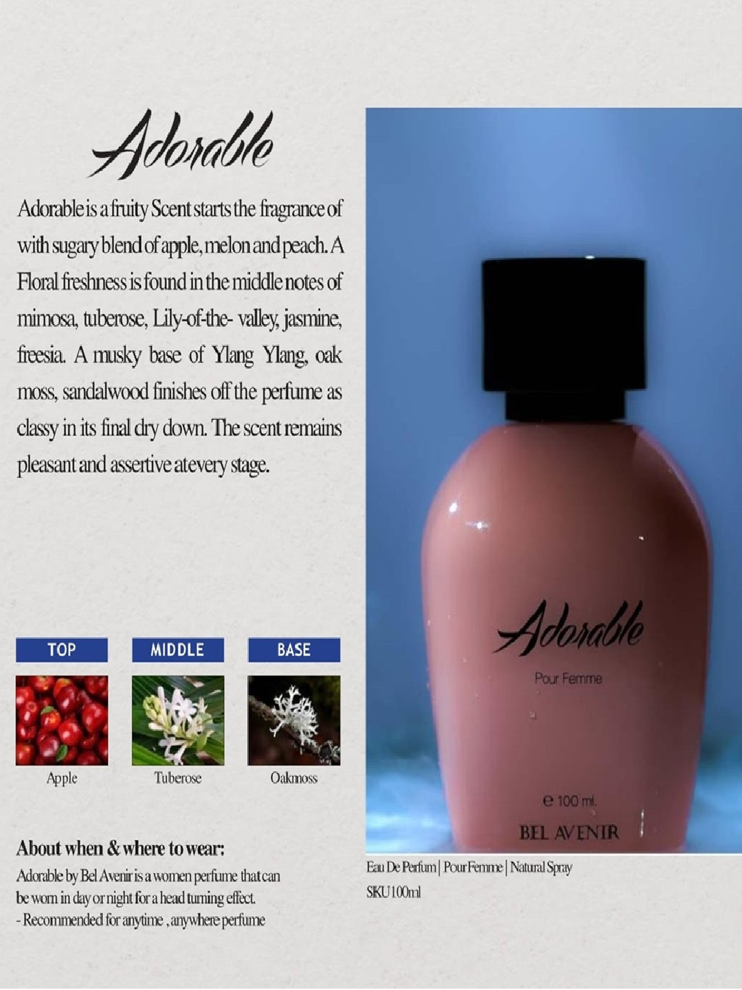 Bel Avenir Adorable Eau de Parfum for Women