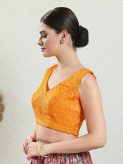 Threadwork Sequence Embroidered V Neck Sleeveless Blouse
