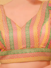 Multi Lines Yoke Brocade Blouse