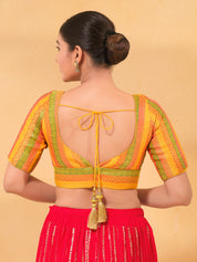 Multi Lines Yoke Brocade Blouse