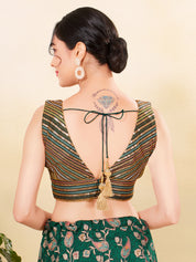 Multi Sequence Embroidery Zigzag Pattern Placement Blouse